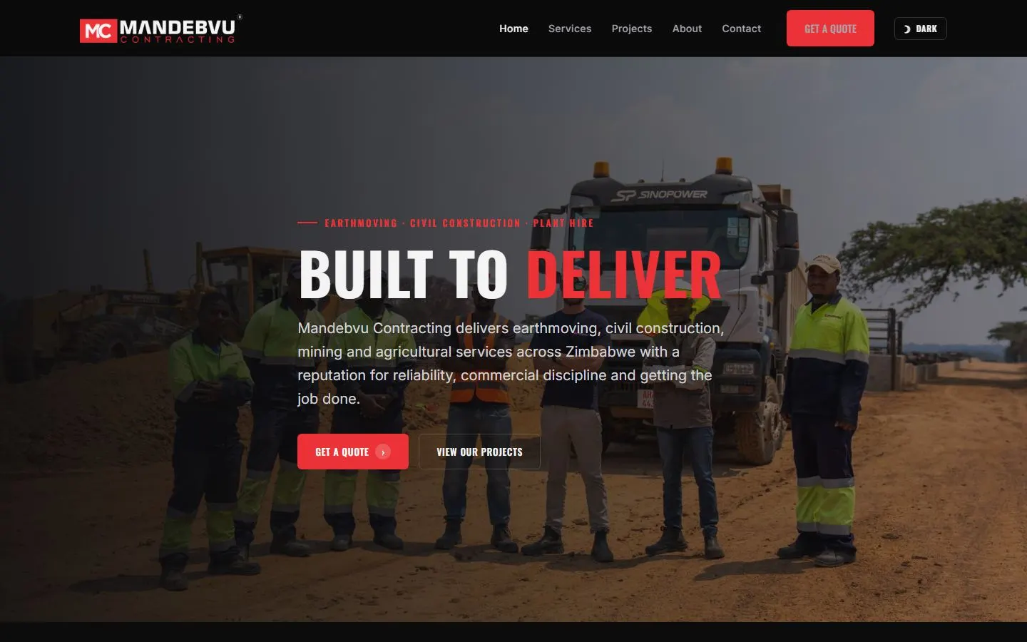 Mandebvu Contracting home page