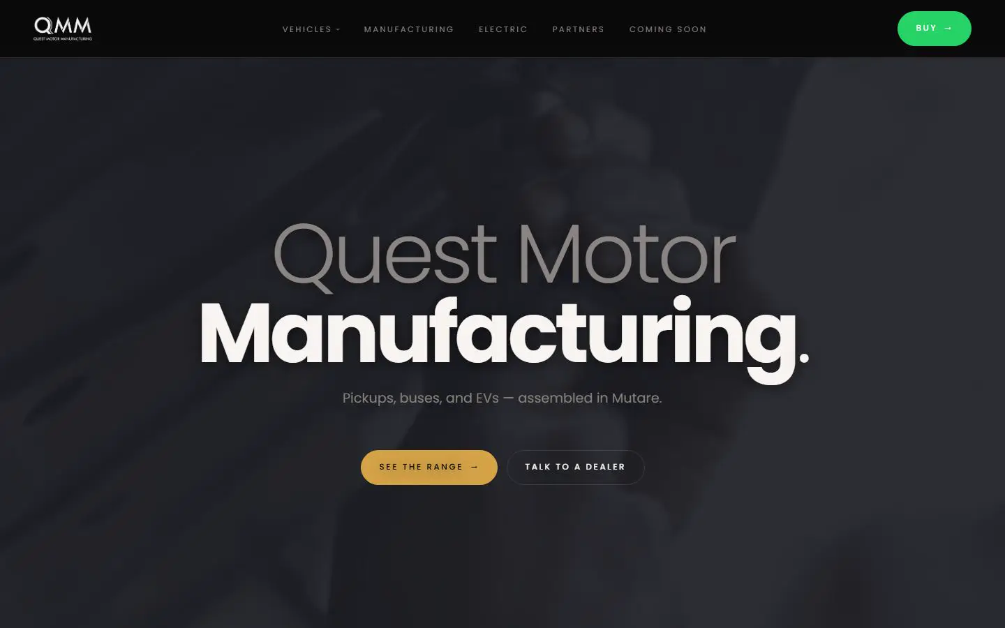 Quest Motor Manufacturing home page